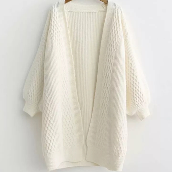 Oversized balloon sleeve open cardigan - Picture 2 of 3